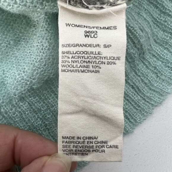 Woolrich Cardigan Sweater Womens Small Blue Owl Mohair Wool Knit Button Pockets - Picture 6 of 9